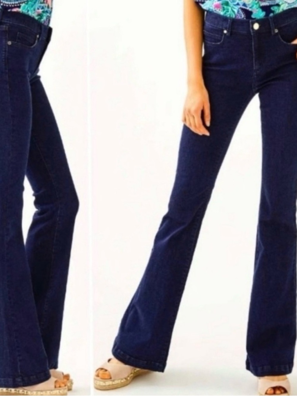 Lilly Pulitzer Ocean High-Rise Dark Blue Flare Jeans